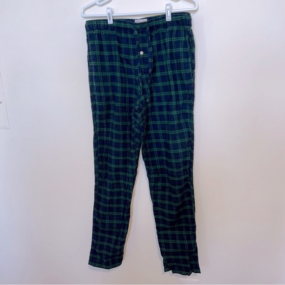 J Crew Factory Green Blue Flannel Plaid Pajama Pants - Picture 2 of 5